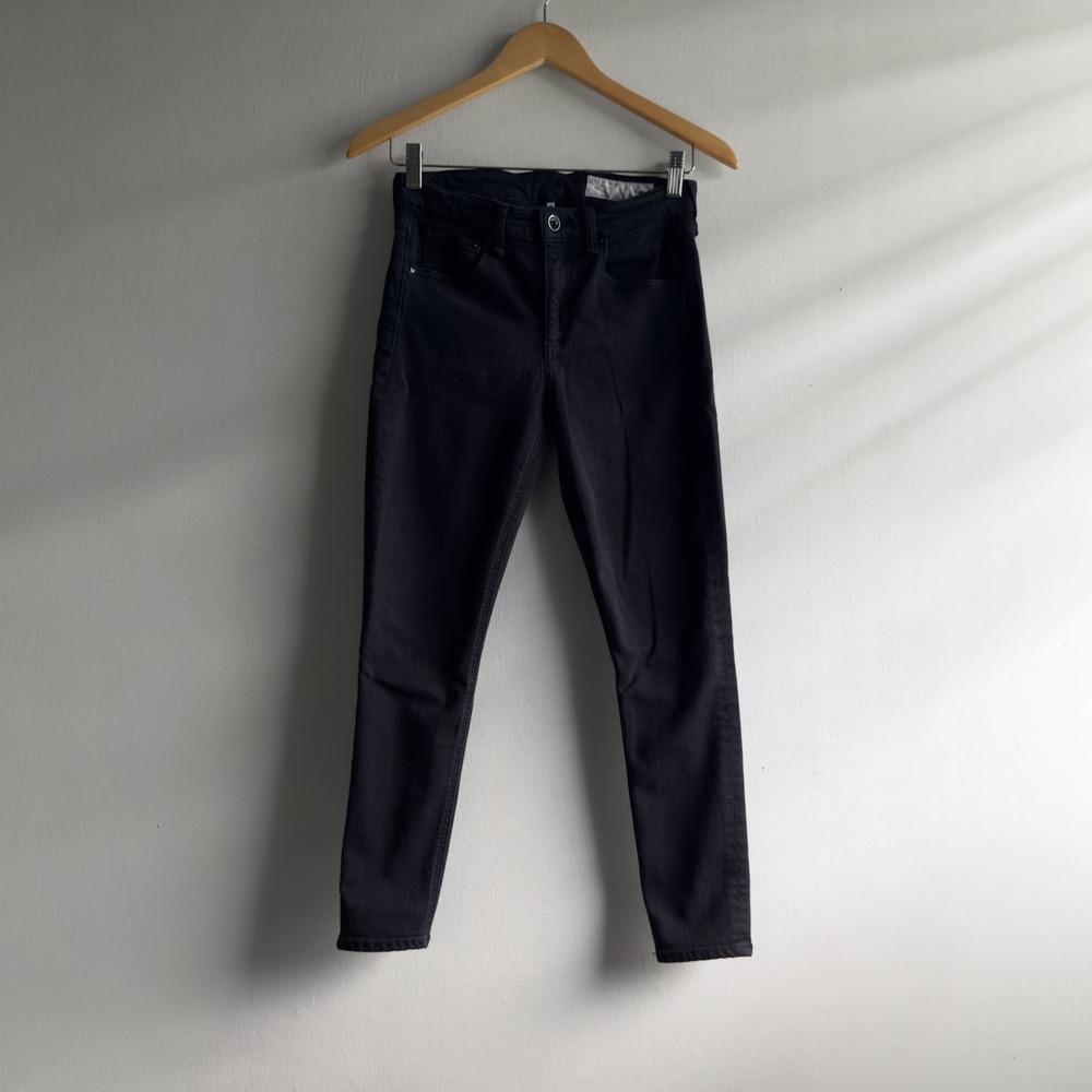 Rag & Bone Cate Mid-Rise Ankle Skinny Jeans Women 27 Black Minimalist Slim Denim